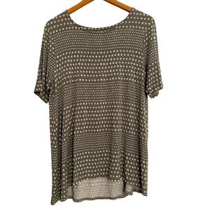 Chico’s Polka Dot Short Sleeve Flowy Blouse, Size 2 (US Size L/XL) Green & White